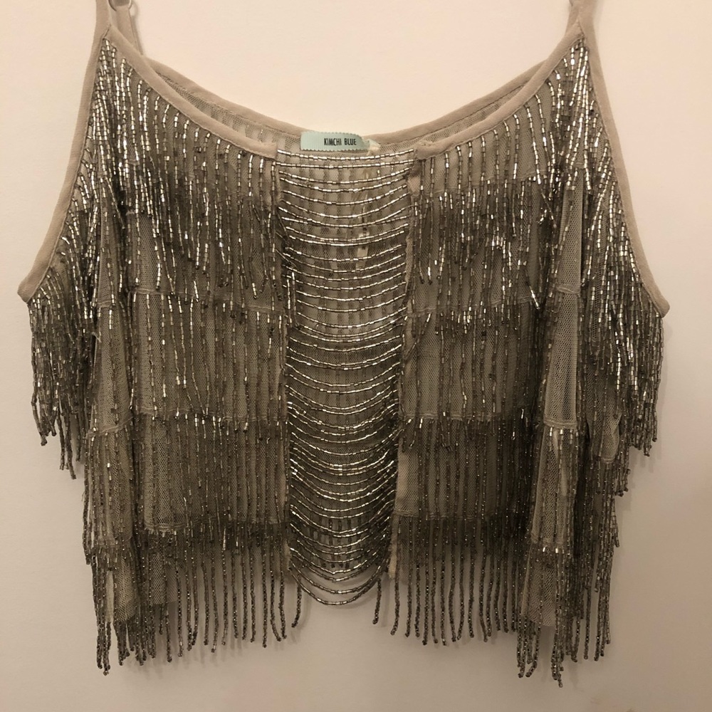 Kimchi Blue silver beaded crop top